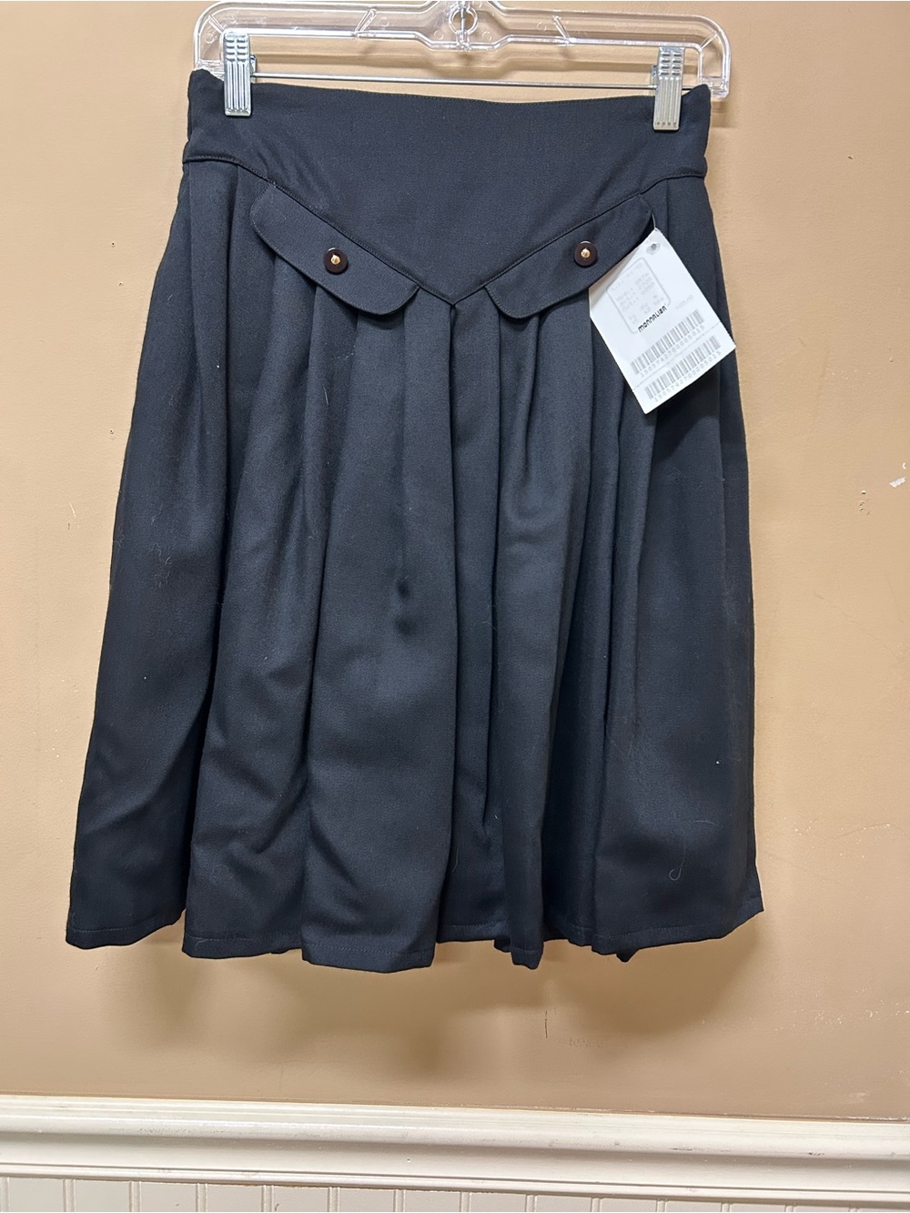 Vinatge Monnalisa Black Wool Skirt Size 42 Made in Italy NWT